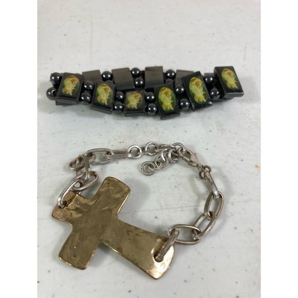 Metal Cross Bracelet & Magnetic Guardian Angel‎ Bracelet Lot Stylish Religious - Picture 5 of 7